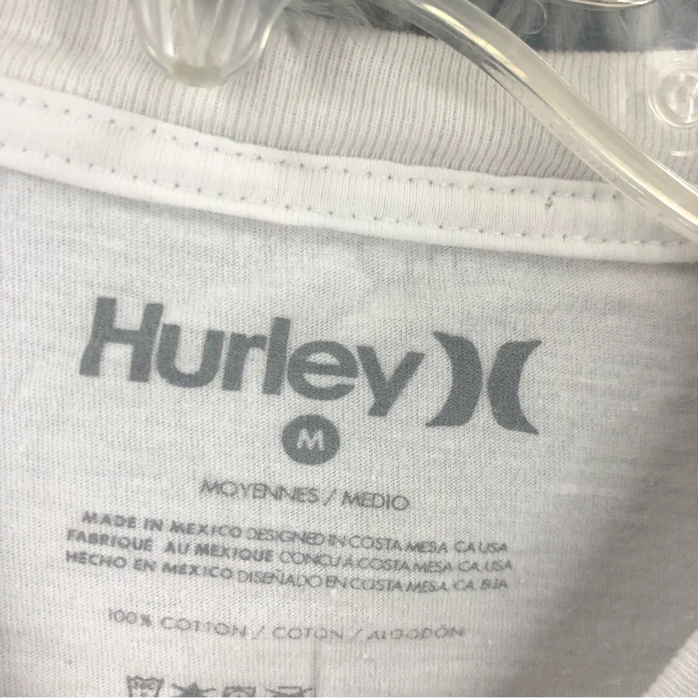 Hurley Tshirt Mens Medium Spellout Logo White Shirt